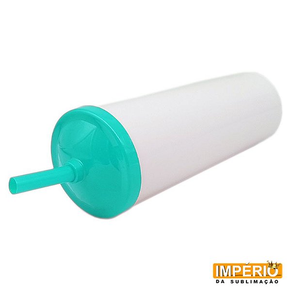 Copo long branco com tampa azul bebe