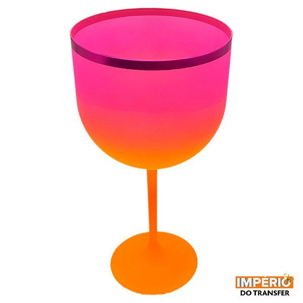 Taça gin summer laranja rosa borda rosa