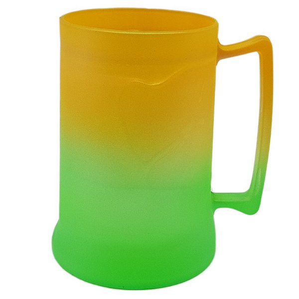 Caneca gel verde amarelo 400ml