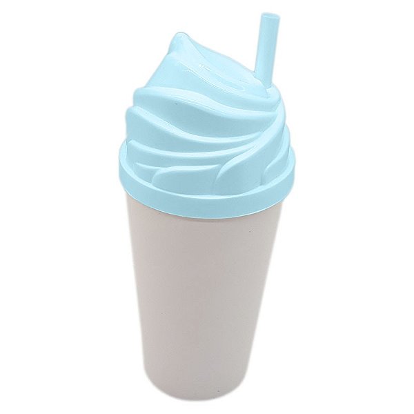 Copo twister chantilly branco com tampa azul bebe 300ml