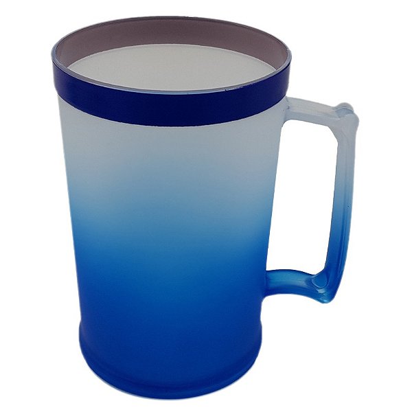 Caneca chopp fosca azul escuro com borda azul