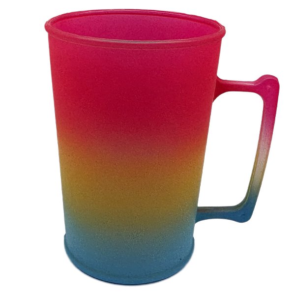 Caneca chopp jateada azul tiffany amarelo rosa 450 ml