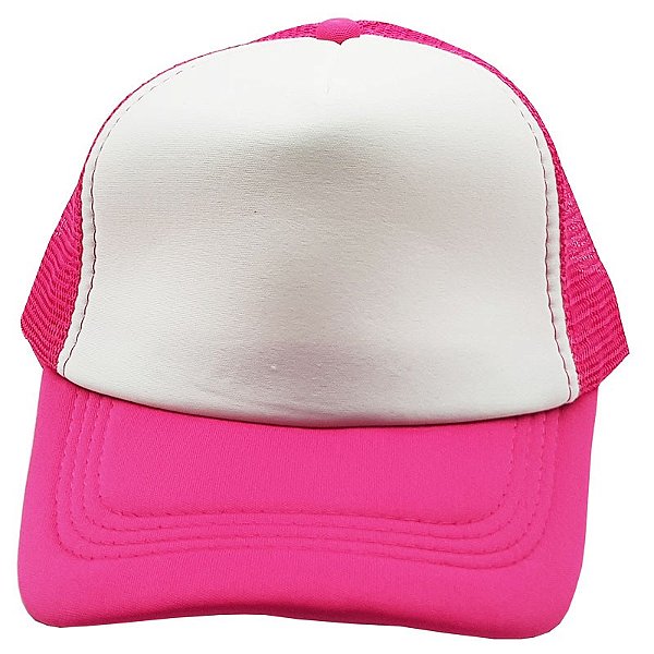Boné de Tela com a Frente Branco para Sublimação - Rosa Pink