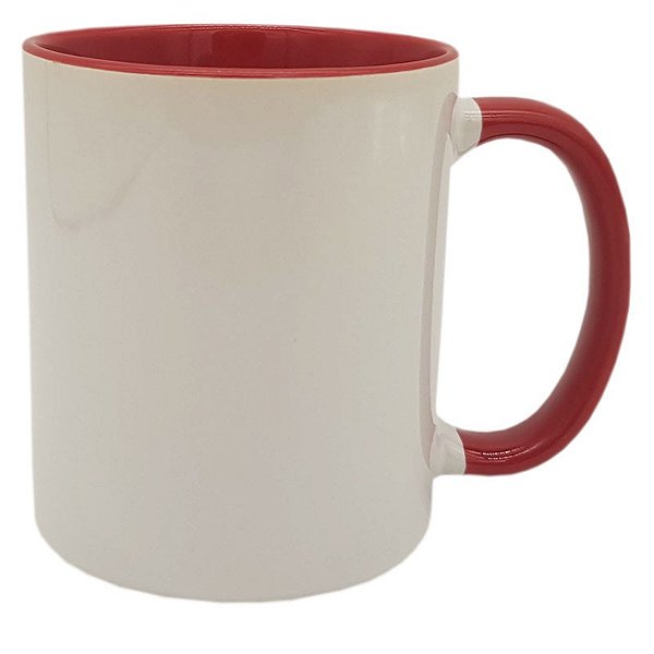 Caneca importada vermelho alça e Interior (Porcelana 325ml P/ Sublimação)