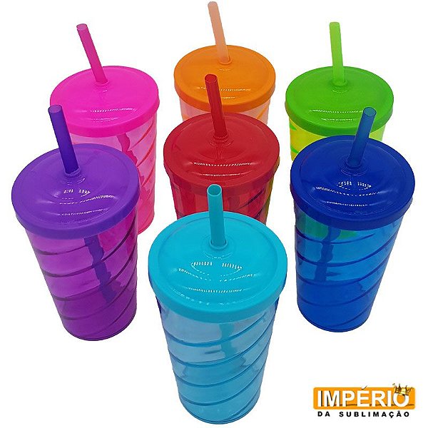 Copo Twister Acrílico Transparente Varias Cores 500ml