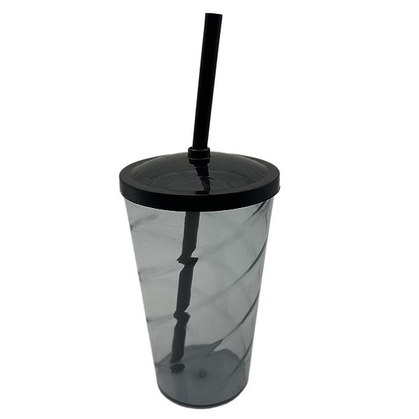 Copo twister translucido preto 500ml