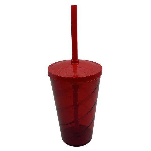 Copo twister translucido vermelho 500ml