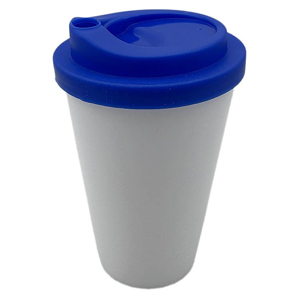 Copo Café Branco com Tampa Azul