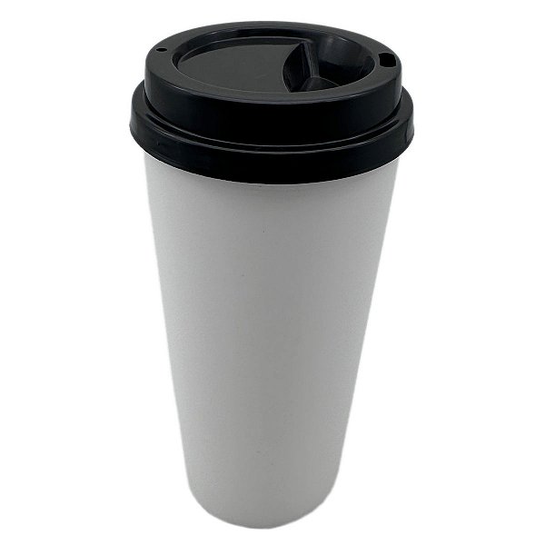 Copo Bucks Branco com Tampa Preta – 450ml