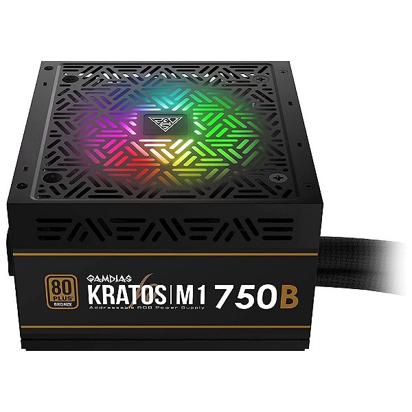 Fonte Gamer Gamdias Kratos M1-750B 750W RGB 80 Plus Bronze