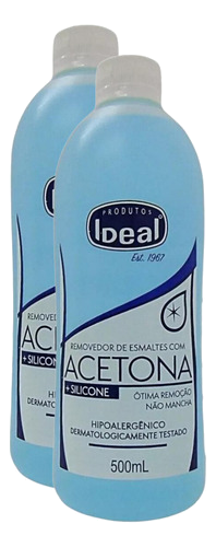 Kit 1 Litro Acetona Ideal 2 x 500ml