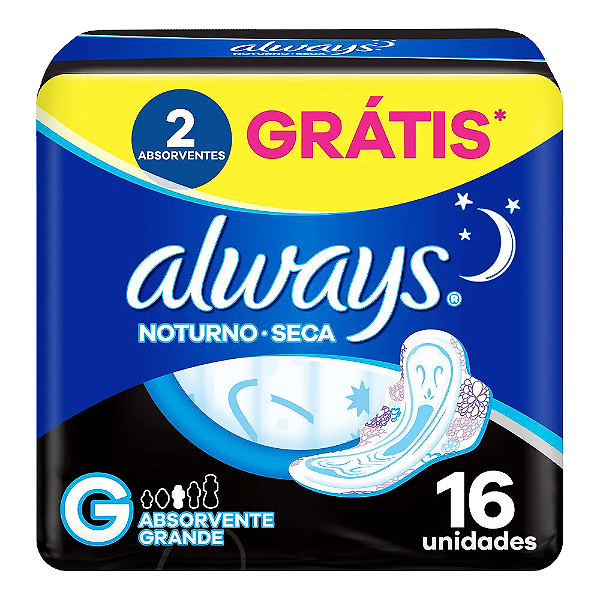 Absorvente Always Noturno Seca com Abas 16 Unidades