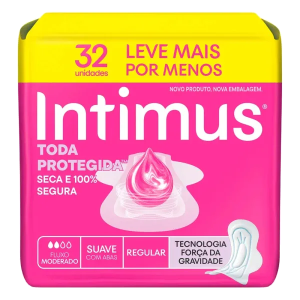 Absorvente Intimus Gel Tripla Proteção Cobertura Suave com Abas 32 Unidades