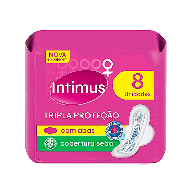Absorvente Intimus Gel Tripla Proteção Cobertura Seca com Abas 8 Unidades