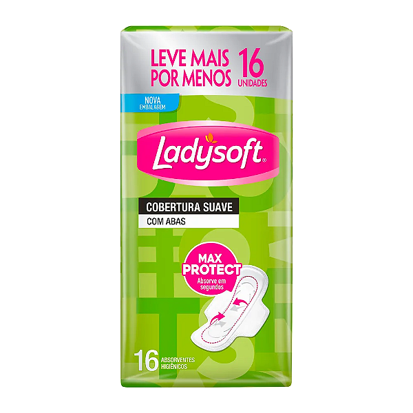 Absorvente Ladysoft Normal Cobertura Suave com Abas 16 Unidades Leve Mais Por Menos