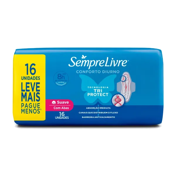 Absorvente Sempre Livre Adapt Plus Suave com Abas 16 Unidades