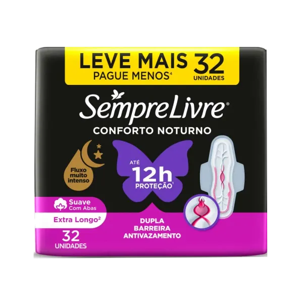 Absorvente Sempre Livre Conforto Noturno Suave com 32 unidades
