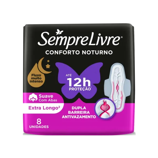 Absorvente Sempre Livre Conforto Noturno Suave com 8 unidades