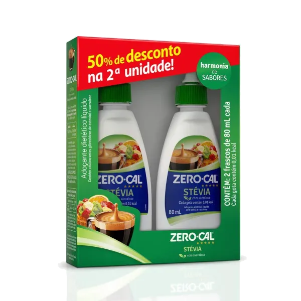 Adoçante Líquido Zero-Cal Stevia 2 Unidades de 80ml cada