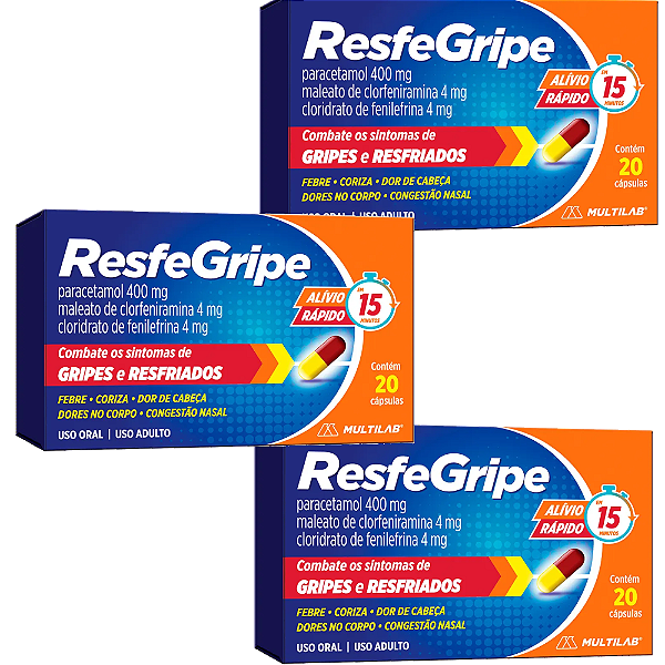 Kit 3 Caixas De ResfeGripe com 20 Cápsulas