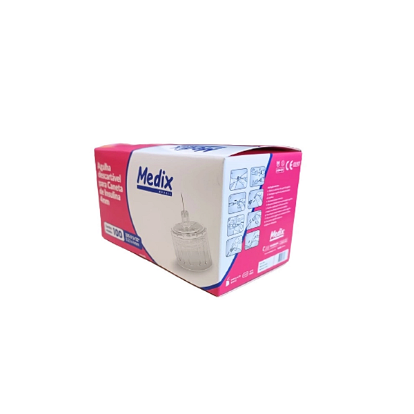 Agulha P/ Caneta De Insulina 32g 4mm Rosa 100un Medix