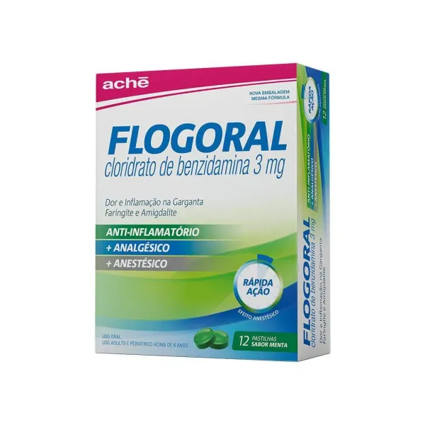 Flogoral Sabor Menta com 12 Pastilhas