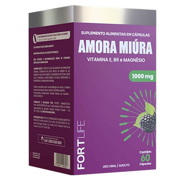 Amora Miúra 1000mg C/60 Cáps Fortlife +Vit. B6, E e Magnésio