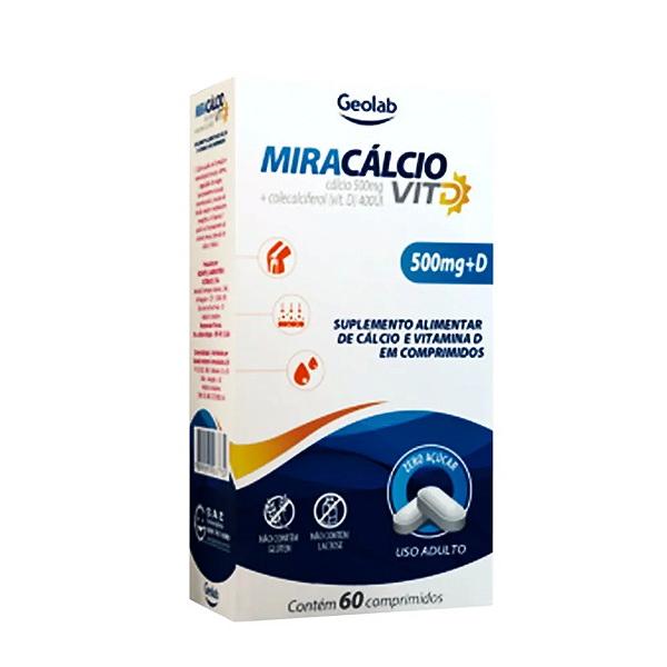Calcio 500mg + 400 D3 com 60 comprimidos