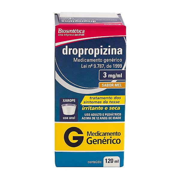 Dropropizina 3mg/ml Genérico Xarope ADULTO com 120ml
