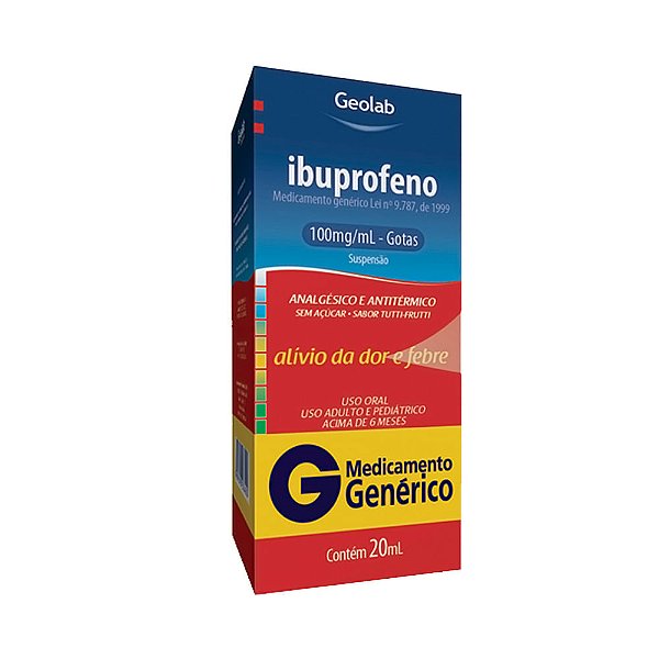 Ibuprofeno 100mg/ml Genérico Gotas com 20ml