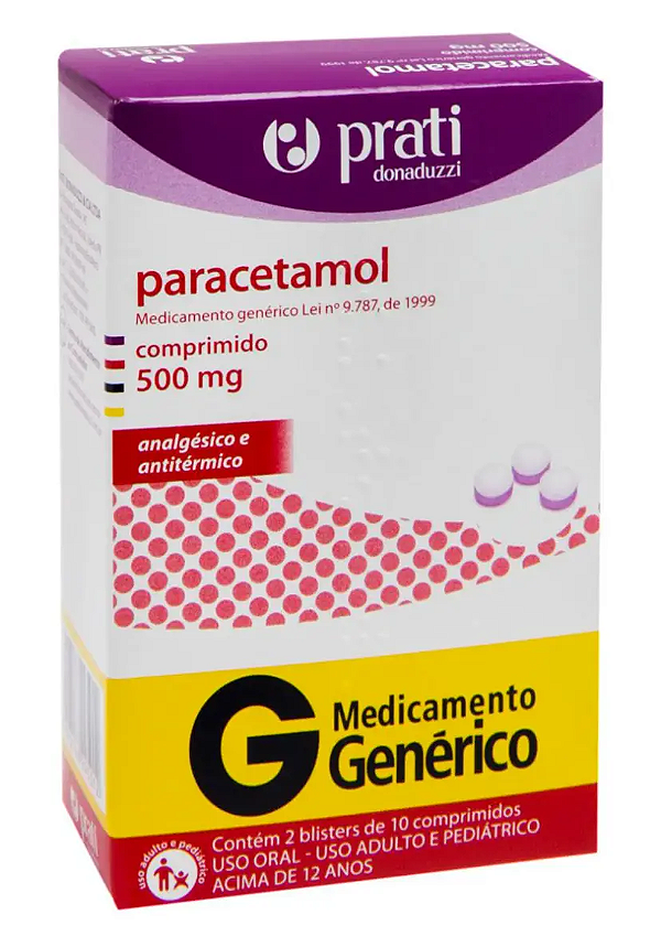 Paracetamol 500mg com 20 Comprimidos