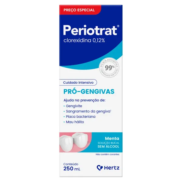Periotrat 0,12% Pró Gengivas Solução Bucal Sabor Menta Sem Álcool 250ml