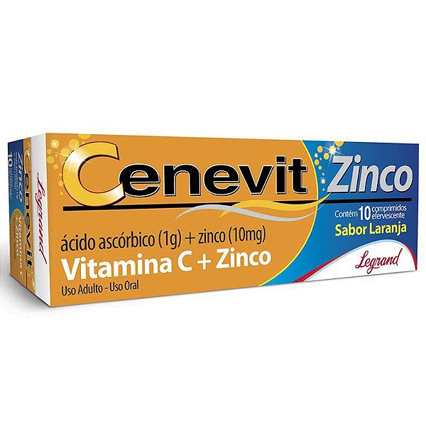 Vitamina C + Zinco Sabor Laranja com 10 Comprimidos Efervescentes