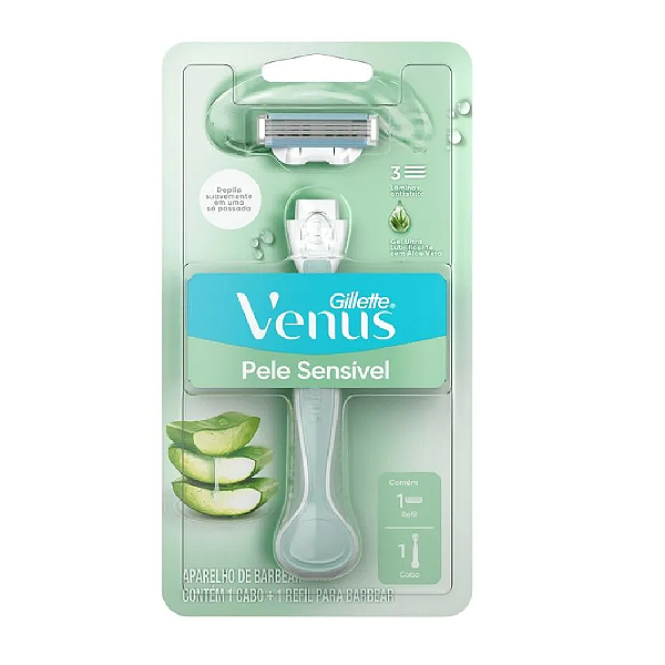 Aparelho de Depilar Recarregável Gillette Vênus Pele Sensível 1 Unidade