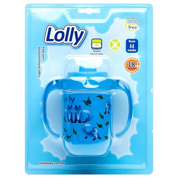 Copo Antivazamento com Alça Lolly Zoo 18+ Meses 250ml Azul Ref 7104-01