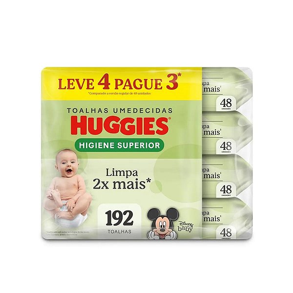 Toalhas Umedecidas Huggies Limpam 2x Mais 4x 48 Unidades