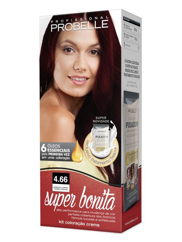 Tintura Super Bonita Probelle 4.66 Castanho Médio Violeta Intenso