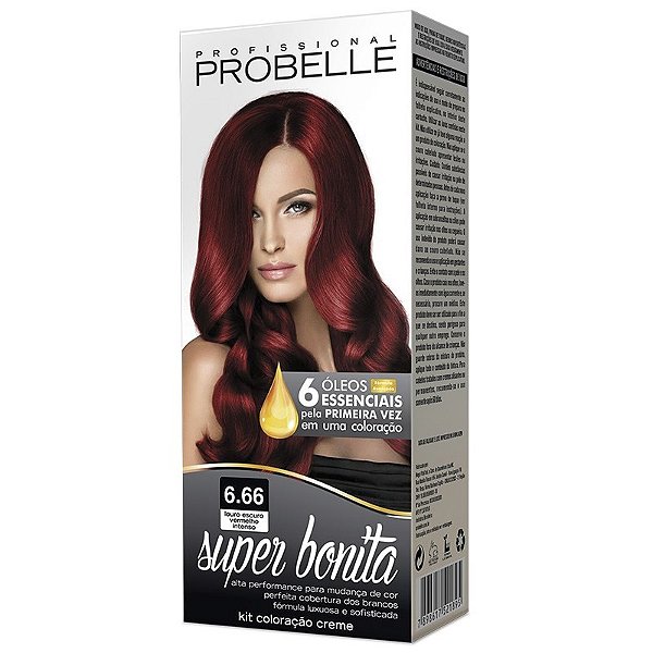 Tintura Super Bonita Probelle 6.66 Louro Escuro Vermelho Intenso