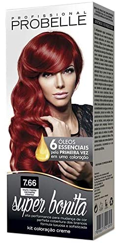 Tintura Super Bonita Probelle 7.66 Louro Médio Vermelho Intenso