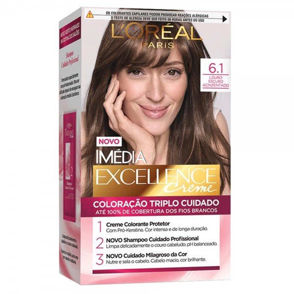 Tintura Creme Imédia Excellence L'oreal Louro Escuro Acinzentado 6.1