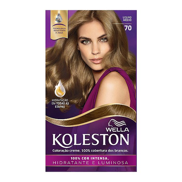 Tintura Creme Koleston Wella Louro Médio 70 Kit