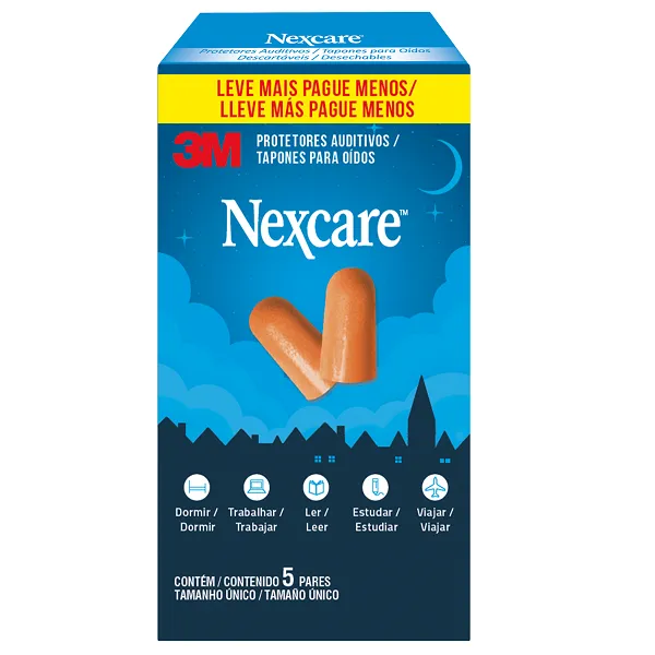 Protetor Auditivo Nexcare com 5 Pares