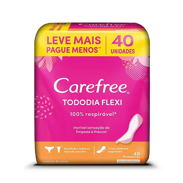 Protetor Diário Carefree Proteção Sem Perfume 40 Unidades