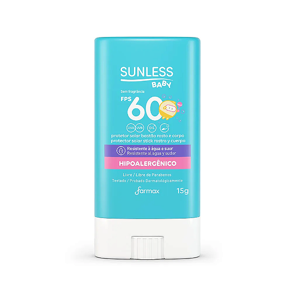 Protetor Solar Sunless Baby Bastão Fps60 Sunless 15G