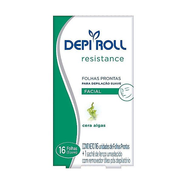 Folhas Prontas para Depilação Facial Depi Roll Óleo de Coco 16 unidades