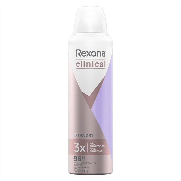 Desodorante Aerosol Rexona Clinical Extra Dry 96h 150ml