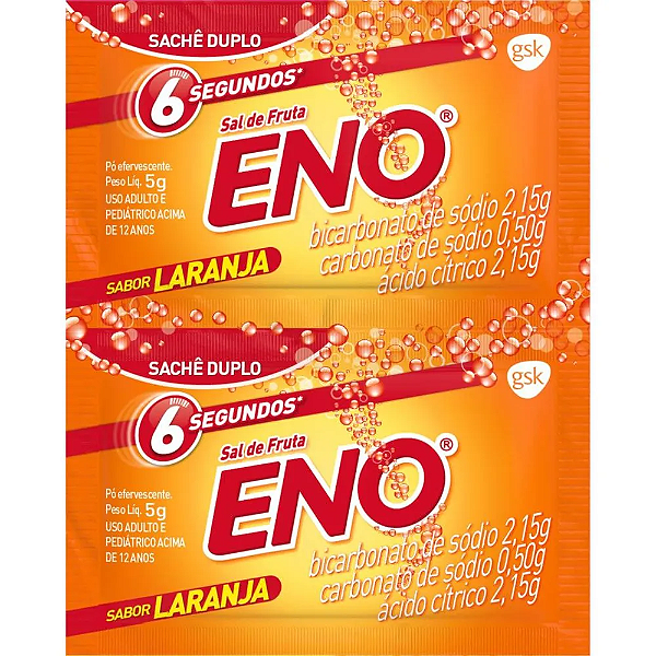 Sal de Fruta Eno Laranja com 2 Envelopes de 5g cada