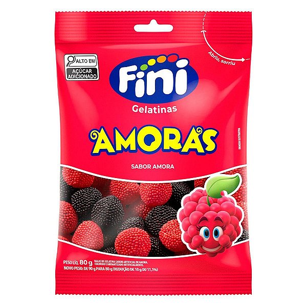 Balas de Gelatina Fini Amoras 90g