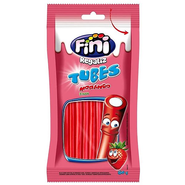 Balas de Gelatina Fini Tubinho de Morango 80g