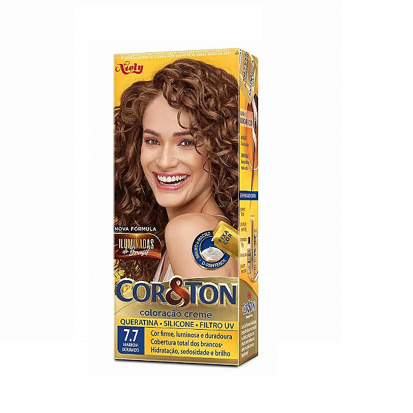 Tintura Creme Cor & Ton Niely Nuances Marrom Dourado 7.7